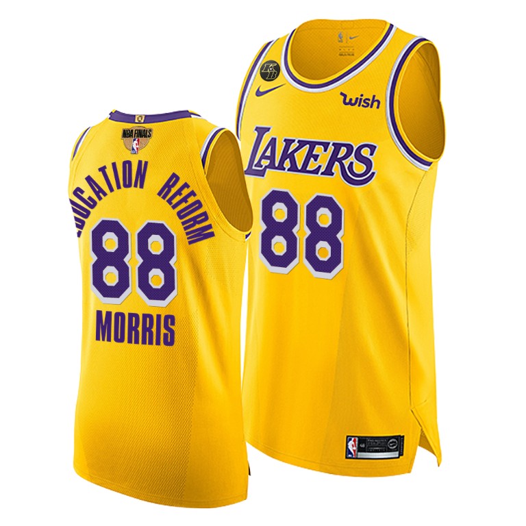 Men's Los Angeles Lakers Markieff Morris #88 NBA BLM Authentic 2020 G1 G4 Finals Gold Basketball Jersey HGN5883AC